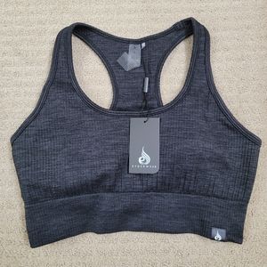 NWT Ryderwear Rib Seamless Sports Bra Black Marl L